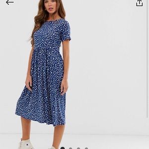 Blue Polka Dot Midi Dress